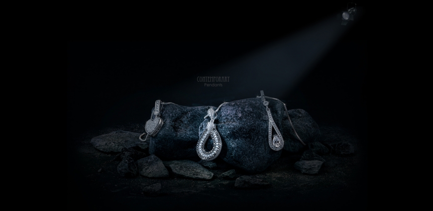 Diamond Pendants On Rocks Creative Jewellery Photography